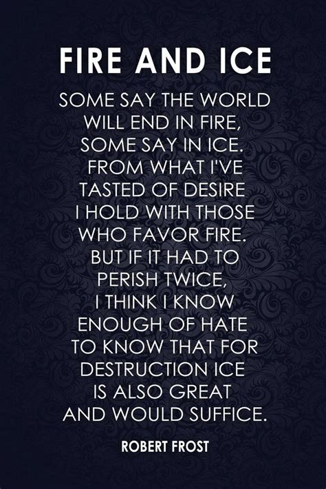 Robert Frost Fire and Ice | Poetry words, Poem quotes