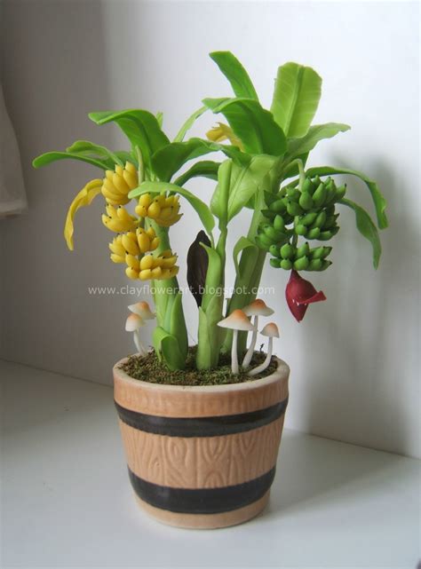 Miniature - Banana Plant - Clay Flower Art