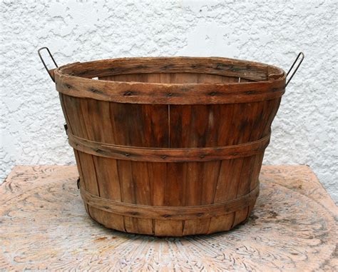 Rustic Wooden Bushel Basket Smaller size