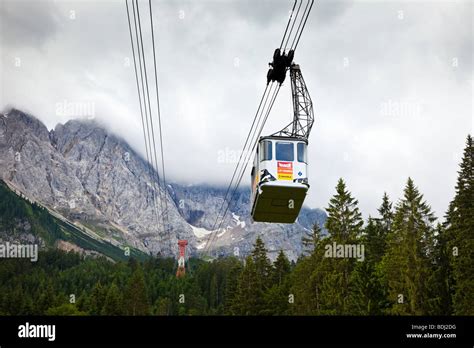 Cable car to Zugspitze the highest mountain in Germany Europe Stock ...