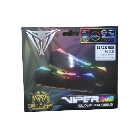 PATRIOT VIPER RGB 16GB (2x8GB) 3200MHz DDR4 DUAL CHANNEL GAMING RAM ...