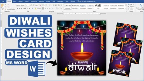 Diwali Wishes Design in Ms Word Tutorial || Ms Word Creative Design ...