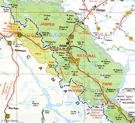 Map of Canada Mountains Rivers and Lakes | PlanetWare