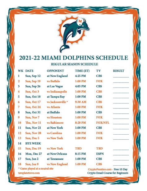 Miami Dolphins Schedule 2022 2023 | 2023 Calendar