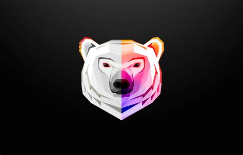 gray and purple bear face illustration 4K #abstract #animals #bears # ...