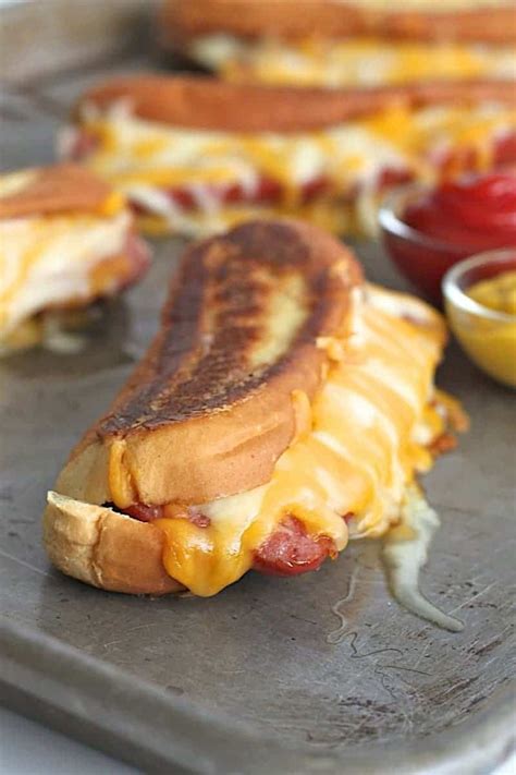 Grilled Cheese Hot Dogs - The BakerMama