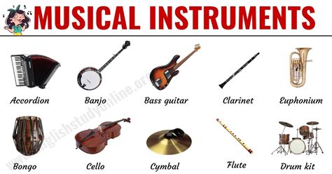 Musical Instruments: List of 30 Popular Types of Instruments in English ...