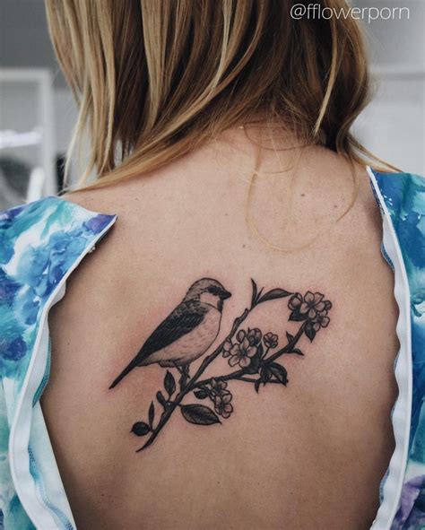 Bird on a branch tattoo - Tattoogrid.net