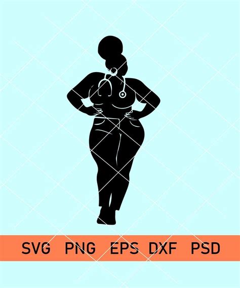 Black Thick Nurse SVG | Afro Thick Woman SVG | Doctor Silhouette SVG ...