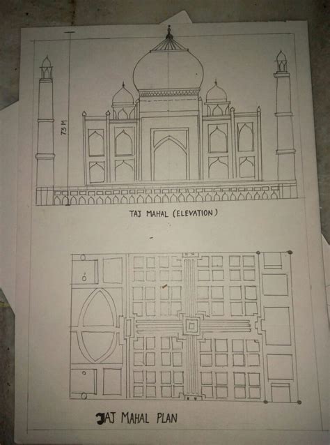 taj mahal plan and elevation | Taj mahal drawing, Taj mahal sketch ...