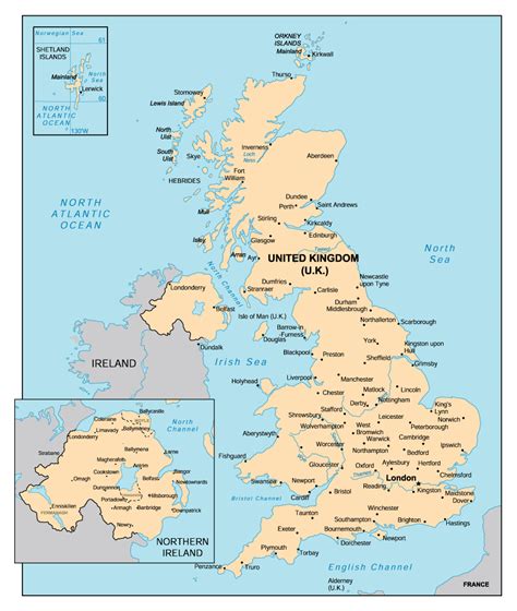 Map of United Kingdom (England) with cities | Vidiani.com | Maps of all ...