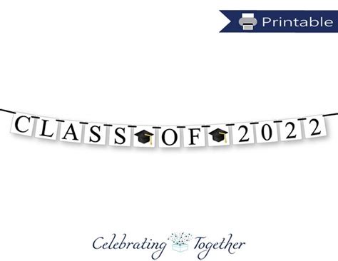 PRINTABLE class of 2022 banner, DIY graduation party decorations ...