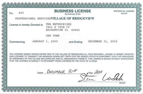 Business License Certificate Template