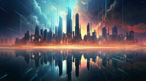 tall skyscraper reflects futuristic city skyline at dusk 32947514 Stock ...