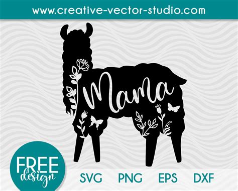 Free Mama Llama SVG, PNG, DXF Cut File | Creative Vector Studio