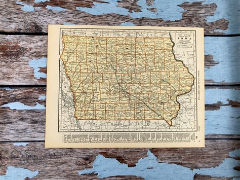 1937 Iowa Antique Map. Old State Map of Iowa. Historical - Etsy