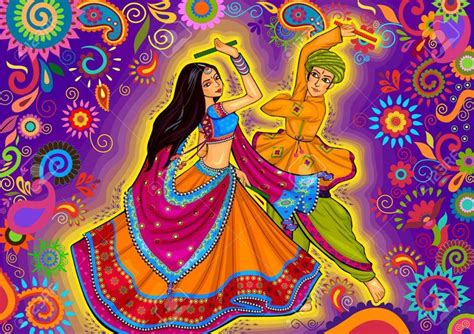 Design Of Couple Playing Garba In Dandiya Night Navratri Dussehra ...