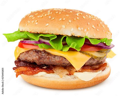 delicious fast food, burger, hamburger, cheeseburger, isolated on white ...