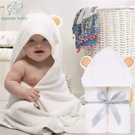 Premium Baby Hooded Towels and Washcloth Set Organic Bamboo Hooded Baby ...