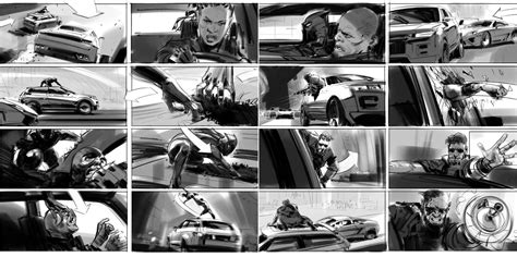 Black Panther Story boards from the car chase scene. Marvel Cinematic ...