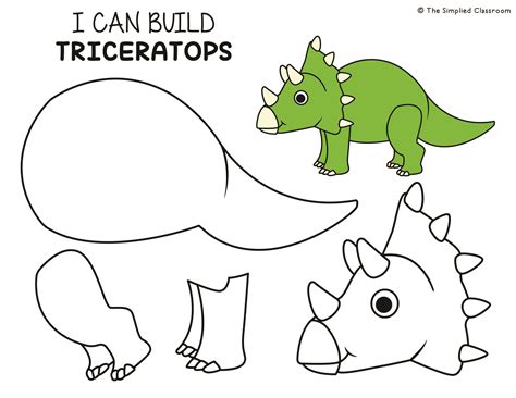 Build a Dinosaur Craft Color Cut and Paste Fine Motor Activity with ...