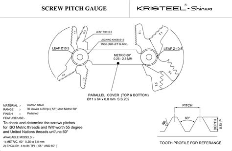 Screw Pitch Gauge (52 Leaves) | Screw Pitch Gauge