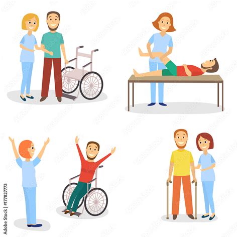 Medical rehabilitation, physical therapy, physiotherapist working with ...