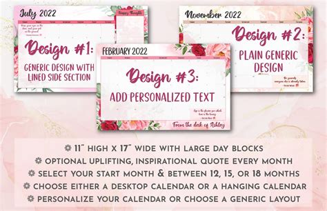 Personalized 2023-2024 Floral Calendar Floral Calendar Pad - Etsy