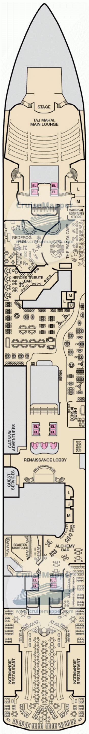 Carnival Pride deck 2 plan | CruiseMapper