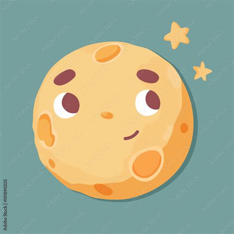 Illustration of cute Moon and stars. Happy Moon Cartoon Character In ...