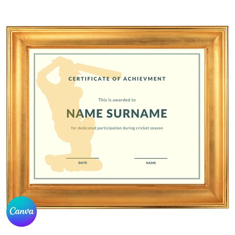 Editable Cricket Certificate, Canva Cricket Certificate Template ...