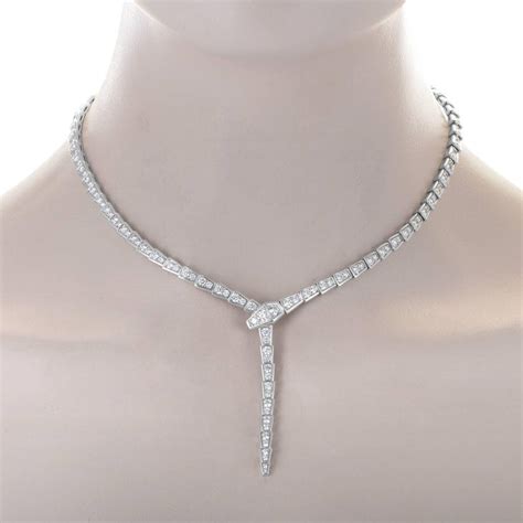 Bulgari Serpenti Full Diamond Pave White Gold Snake Necklace at 1stDibs ...