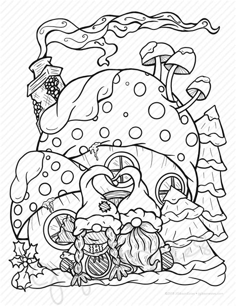 Gnome for the Holidays Printable Christmas Coloring Page | Etsy