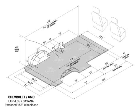 Chevrolet Express (Extended WB) Interior Cargo Measurements - Upfit Supply