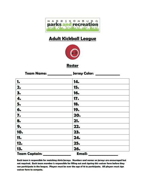 Kickball sign up sheet: Fill out & sign online | DocHub