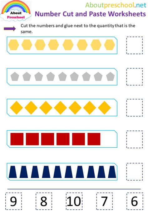 Preschool Number Cut and Paste Worksheets - 2 - About Preschool