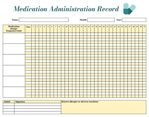 Medication Administration Record Printable