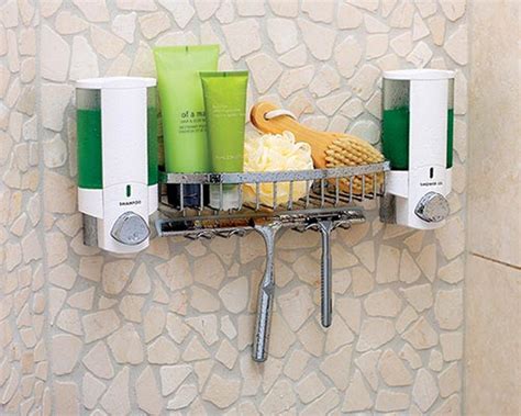 The convenient shower caddy dispenser with top self, soap dish, hooks ...