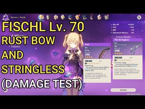 Fischl Genshin Impact Build RUST BOW and STRINGLESS damage test (Solo ...