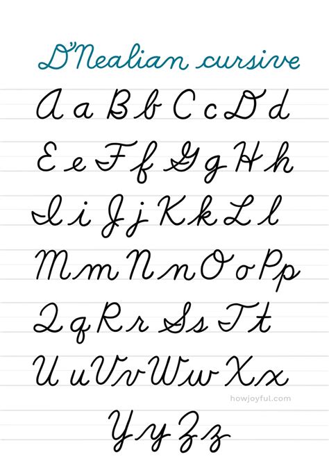 Cursive Writing Styles Alphabet