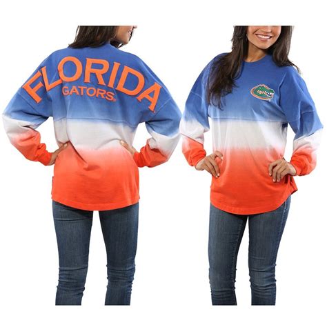 Women's Royal Florida Gators Ombre Long Sleeve Dip-Dyed Spirit Jersey ...