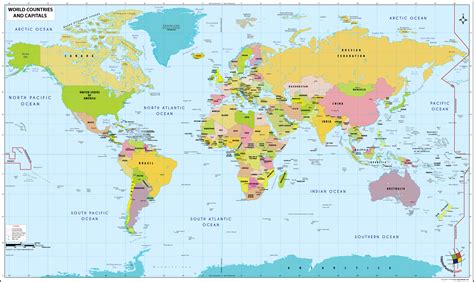 World Map with Countries and Capitals