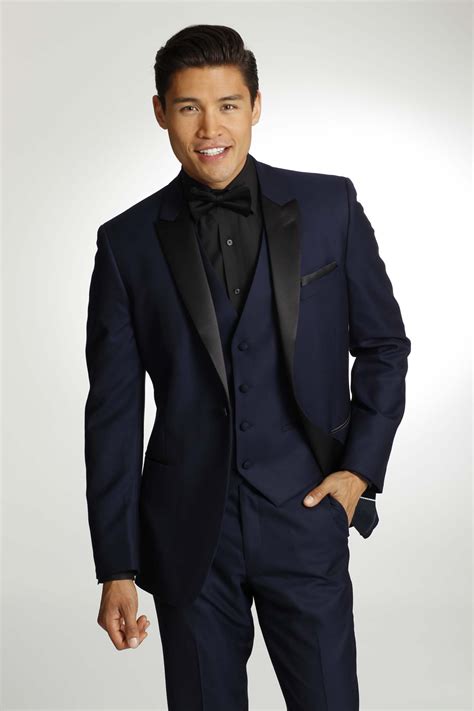 Navy Blue and Black Tuxedo | Navy and black suit, Navy blue tuxedos ...