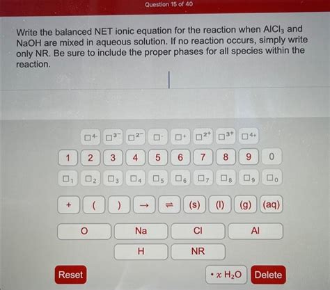 Solved Write the balanced NET ionic equation for the | Chegg.com