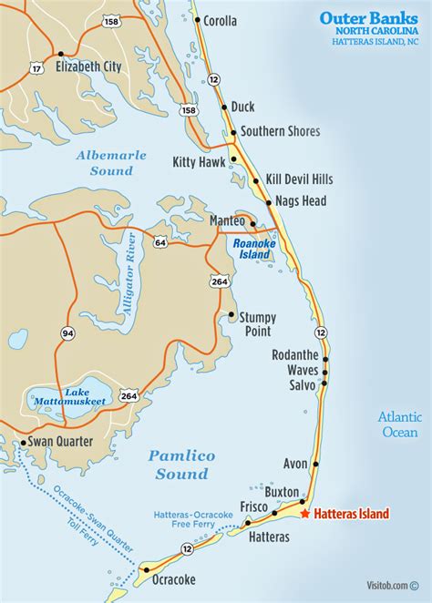 Map of Hatteras Island, NC | Visit Outer Banks | OBX Vacation Guide