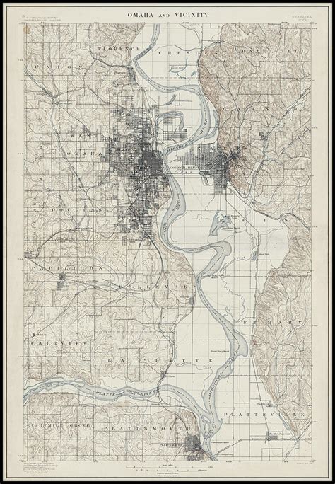 Omaha Nebraska and Vicinity Vintage Map 1898 Photograph by Carol Japp ...