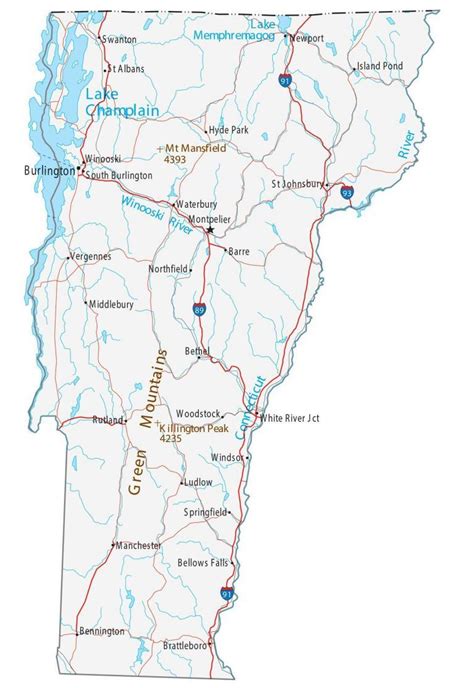 Vermont Lakes and Rivers Map - GIS Geography