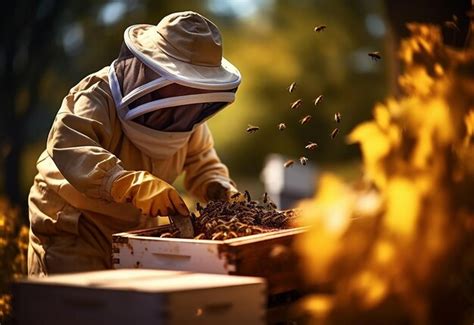 Premium AI Image | Photo of bees on honeycomb with honey and collecting ...