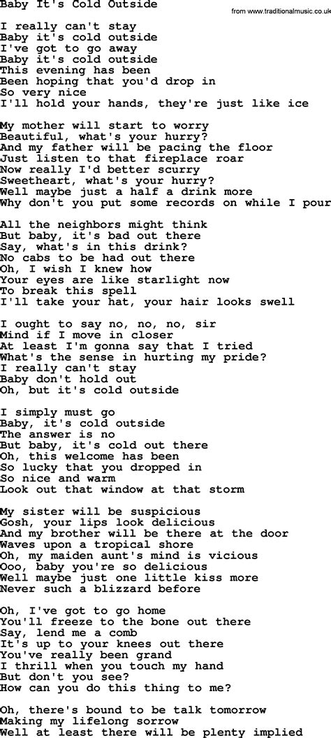 Willie Nelson song: Baby It's Cold Outside, lyrics