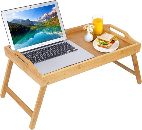 Buy Bed Tray Table Breakfast Food Tray with Handles Folding Legs TV ...